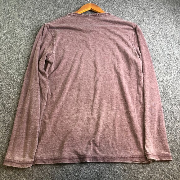 Lucky Brand Shirt Mens Small Red Wine Henley Long Sleeve Venice Burnout Baja - Picture 7 of 8